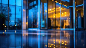 blurred office lobby entrance building photo