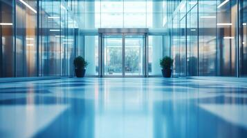 blurred office lobby entrance building photo