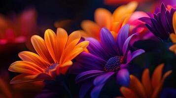 Vibrant close-up of colorful flowers photo
