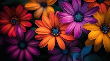 Vibrant close-up of colorful flowers photo