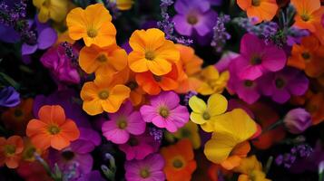 Vibrant close-up of colorful flowers photo
