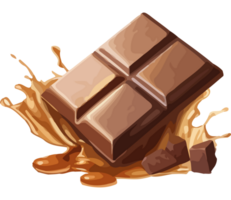 Chocolate bar with splashes and chocolate png