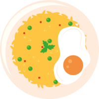 A plate with a fried egg and rice png
