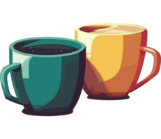 Two coffee cups with different colors png