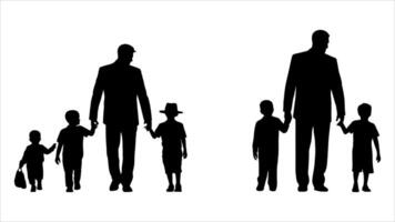 Man and his son silhuette on white background vector