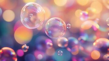 Colorful soap bubbles background photo