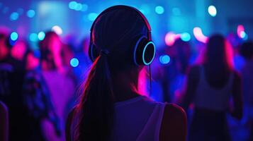 Silent Disco Party with Neon Lights photo