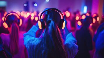 Silent Disco Party with Neon Lights photo