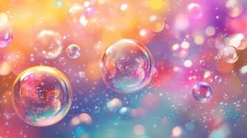 Colorful soap bubbles background photo