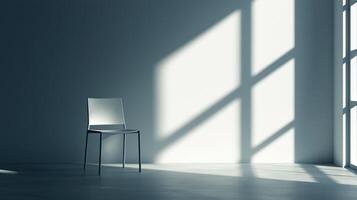 A solitary chair positioned in a minimalist room photo