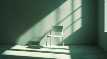 A solitary chair positioned in a minimalist room photo