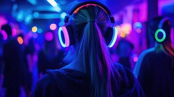 Silent Disco Party with Neon Lights photo