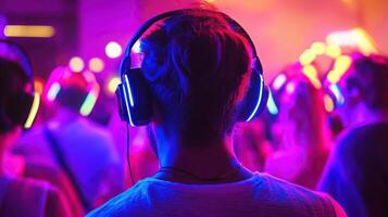 Silent Disco Party with Neon Lights photo