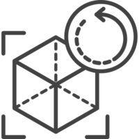 A black and white image of a cube with a circle around it png