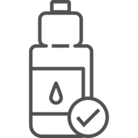 A bottle with a drop of liquid and a check mark png