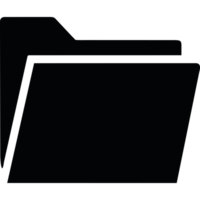 A black folder with a white background png