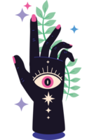Illustration of a hand with an eye and a plant png