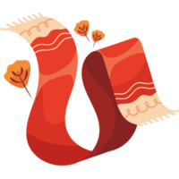 A red scarf with leaves and flowers png