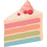 A slice of cake with a rainbow on it png