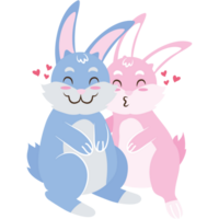 Two cute rabbits are hugging each other png