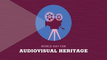 World day for Audiovisual heritage horizontal banner. October 27. Retro colors. Minimal holiday concept. Template for background, social media post, web banner, card, poster with text inscription vector