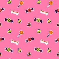 A pattern of candy and other items on a pink background vector