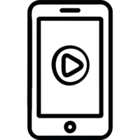 A black and white image of a smartphone with a player png