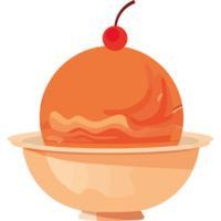 Ice cream in bowl with cherry on top png
