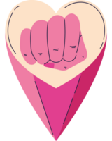 A pink heart shaped ice cream with a fist in it png