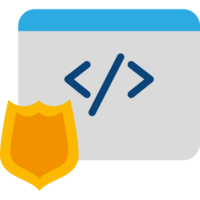 A shield and a code symbol on a computer screen png