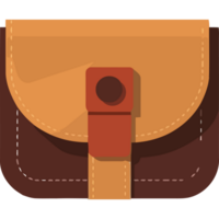 A brown and red wallet with a red strap png