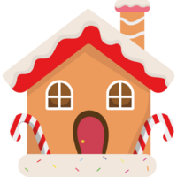 A gingerbread house with candy canes png