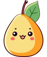 A pear with a green leaf on it png