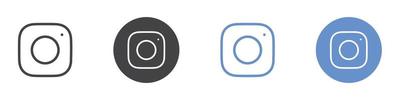 Instagram icon Flat set in black and white color vector