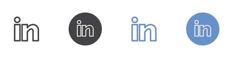 Linkedin icon Flat set in black and white color vector