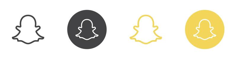 Snapchat icon Flat set in black and white color vector