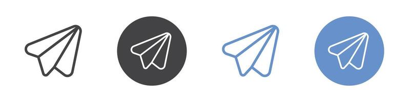 Telegram icon Flat set in black and white color vector