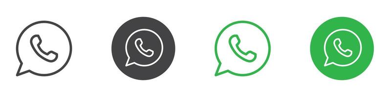 Whattsapp icon Flat set in black and white color vector