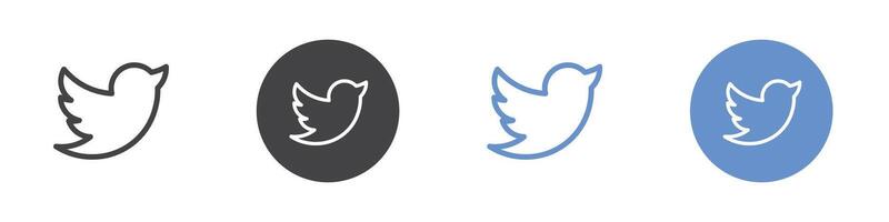 Twitter icon Flat set in black and white color vector