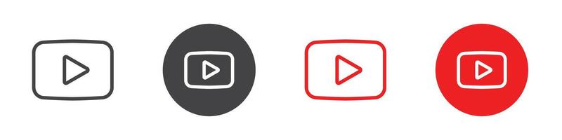 Youtube icon Flat set in black and white color vector