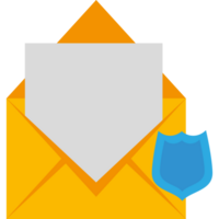 An envelope with a shield and a shield icon png