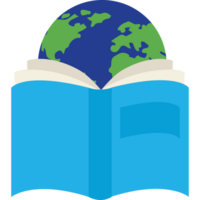 World map in an open book png