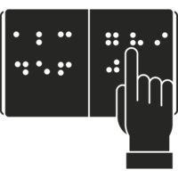 A hand pointing to a book with dots on it png