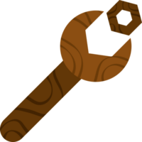 A wrench with a wooden handle and a hexagon png