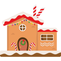 A gingerbread house with candy canes and a candy cane png