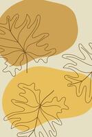 Line drawing of leaf monstera Modern boho single line art background vector