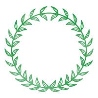 Green circular frame background hand-drawn branches and leaves . illustration vector