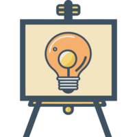 An image of a light bulb on an easel png