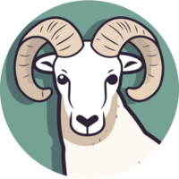 A ram with long horns in a circle png
