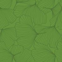 Seamless pattern hand- drawn gingko leaf on green background vector